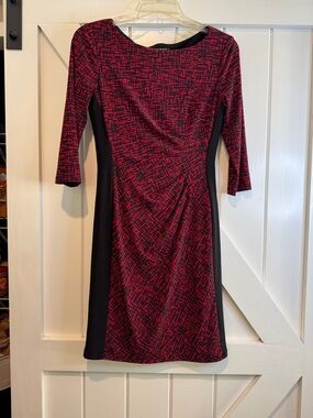 Ralph Lauren Pink and Black Color-Block Long Sleeve Dress